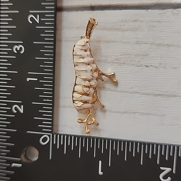 Caterpillar Brooch on a gold tone Branch - Picture 3 of 4